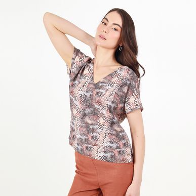 Blusa Cuello V Manga Corta