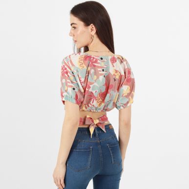 Blusa Cuello V Manga Corta