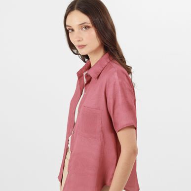Blusa Cuello Camisero Manga Corta