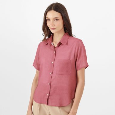 Blusa Cuello Camisero Manga Corta