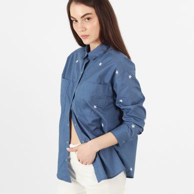 Blusa Cuello Camisero Manga Larga