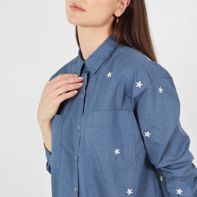 Blusa Cuello Camisero Manga Larga