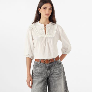 Blusa Cuello V Neru Manga 3Cuartos