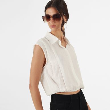 Blusa Cuello Camisero Manga Sisa