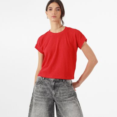 Camiseta Hombro Trenzado Manga Corta