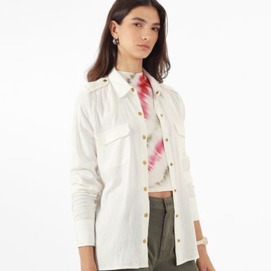 Blusa Cuello Camisero Manga Larga