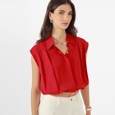 Blusa Cuello Camisero Manga Sisa