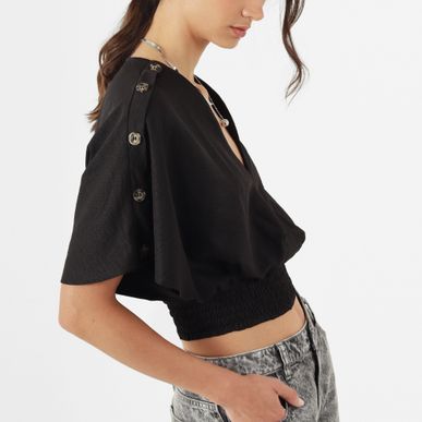 Blusa Cuello V Manga Corta