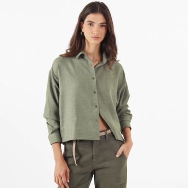 Blusa Cuello Camisero Manga Larga