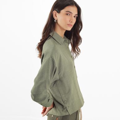 Blusa Cuello Camisero Manga Larga