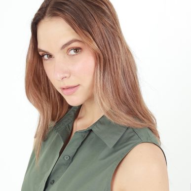 Blusa Cuello Camisero Manga Sisa