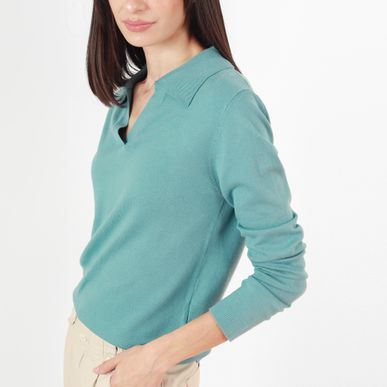 Sweater Cuello Camisero Manga Larga