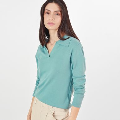 Sweater Cuello Camisero Manga Larga
