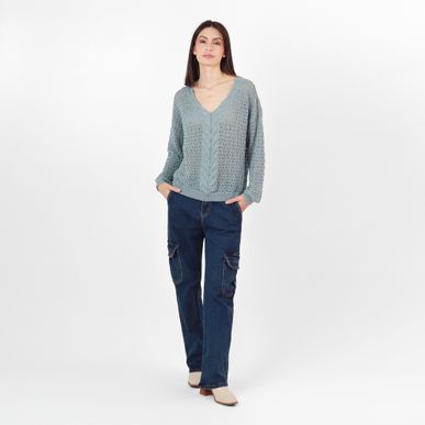 Sweater Cuello V Manga Larga