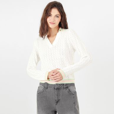 Sweater Cuello Camisero Manga Larga