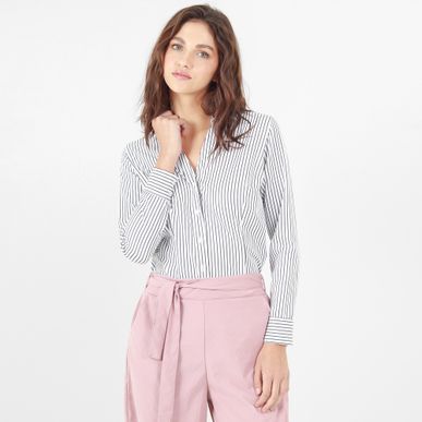 Blusa Cuello Camisero Manga Larga