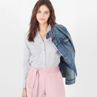 Blusa Cuello Camisero Manga Larga