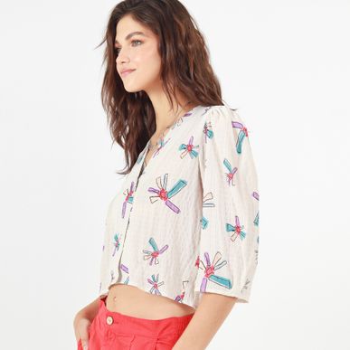 Blusa Cuello V Manga 3cuartos