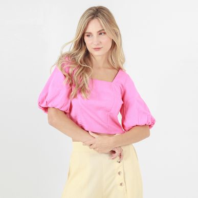 Blusa Cuello U Manga Al Codo