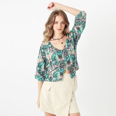 Blusa Cuello V Manga 3Cuartos