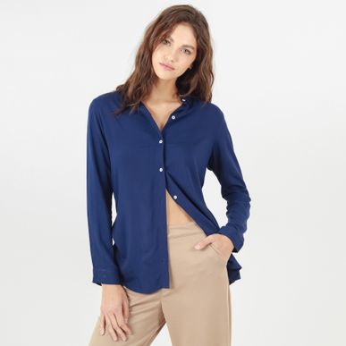 Blusa Cuello Camisero Manga Larga