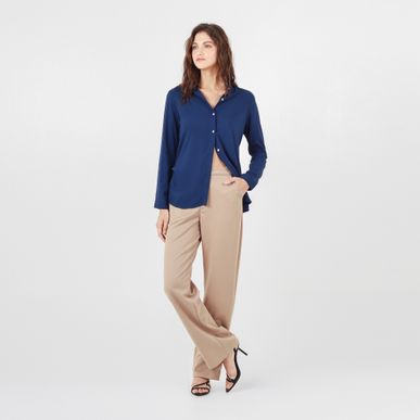 Blusa Cuello Camisero Manga Larga