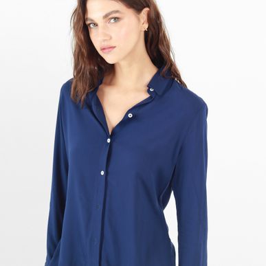 Blusa Cuello Camisero Manga Larga