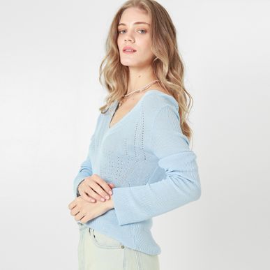 Sweater Cuello V Manga Larga