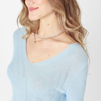 Sweater Cuello V Manga Larga