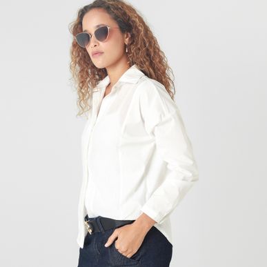 Blusa Cuello Camisero Manga Larga