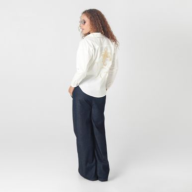 Blusa Cuello Camisero Manga Larga