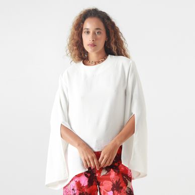 Blusa Cuello Redondo Manga Abierta