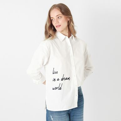 Camisa Cuello Camisero Manga Larga