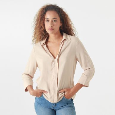 Blusa Cuello Camisero Manga 3Cuartos