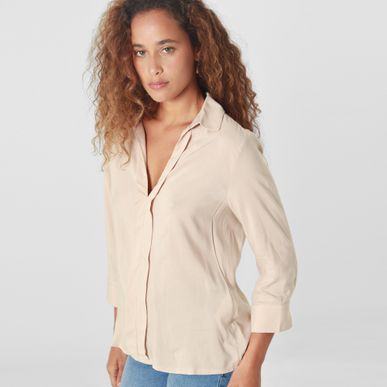 Blusa Cuello Camisero Manga 3Cuartos