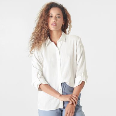 Blusa Cuello Camisero Manga Larga