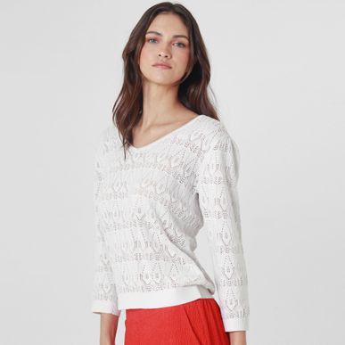 Sweater Cuello V Manga 3/Cuartos