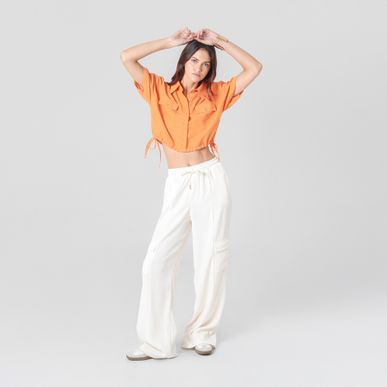 Blusa Cuello Camisero Manga Corta