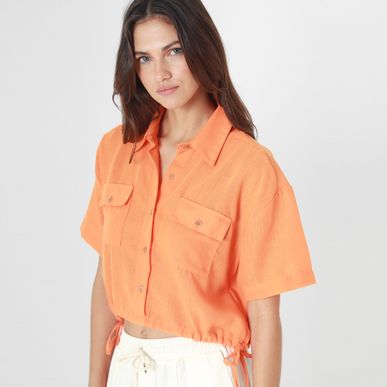 Blusa Cuello Camisero Manga Corta