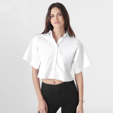 Blusa Cuello Camisero Manga Corta