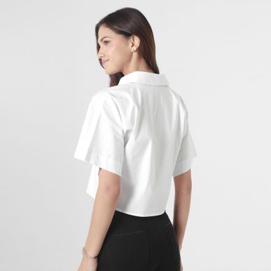 Blusa Cuello Camisero Manga Corta