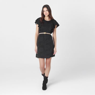 Vestido Cuello Redondo Manga Corta