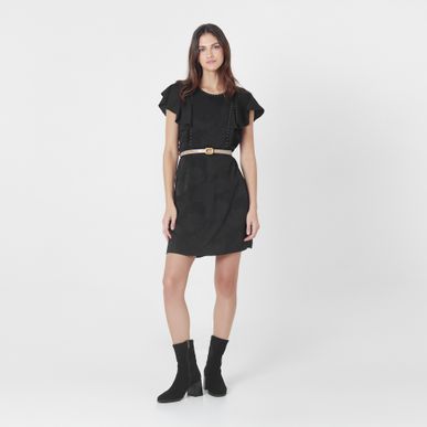 Vestido Cuello Redondo Manga Corta