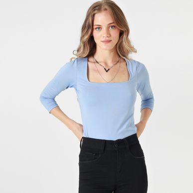 Camiseta Cuello U Manga Larga