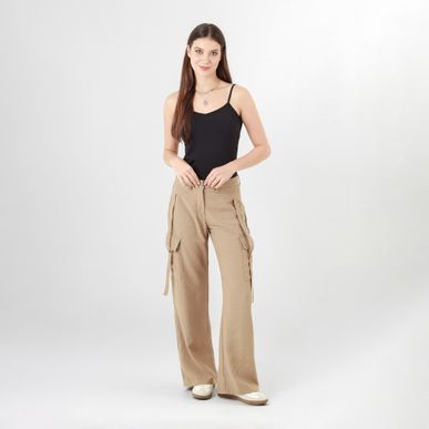 Pantalon Tipo Cargo Tiro Alto Bota Recta