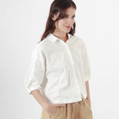 Blusa Cuello Camisero Manga Al Codo