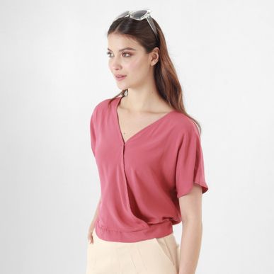 Blusa Cuello V Manga Corta