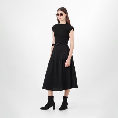 Vestido Cuello Redondo Manga Corta