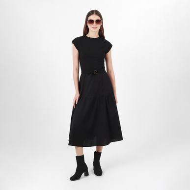 Vestido Cuello Redondo Manga Corta