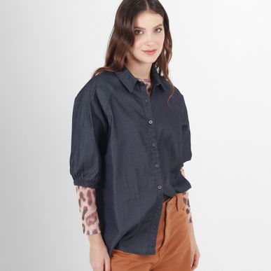 Blusa Cuello Camisero Manga Al Codo